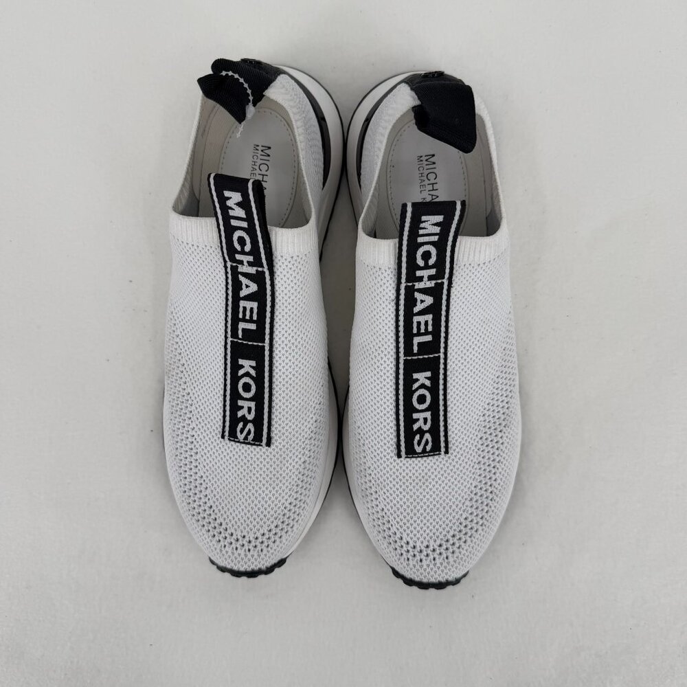 Michael Michael Kors Bodie Logo Tape Mesh Slip-On Trainers - White/Black - 7.5M - Picture 10 of 11